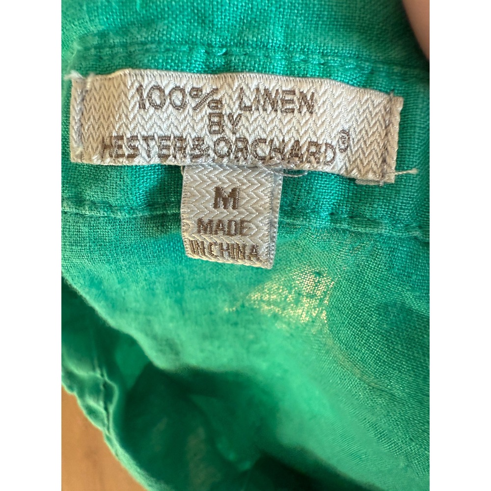 Hester & Orchard‎ Women's 100% Linen 3/4 Sleeve Green Shirt Size M - Picture 4 of 4